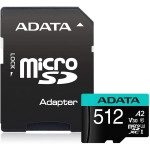 Флеш (Flash) карты ADATA microSDXC Class 10 + adapter SD AUSDX512GUI3V30SA2-RA1 (512 ГБ)