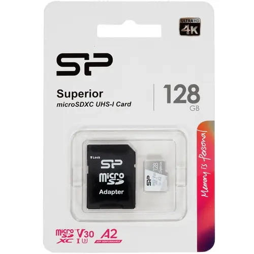 Флеш (Flash) карты Silicon Power Superior microSDXC 128 ГБ [SP128GBSTXDA2V20SP] (128 ГБ)