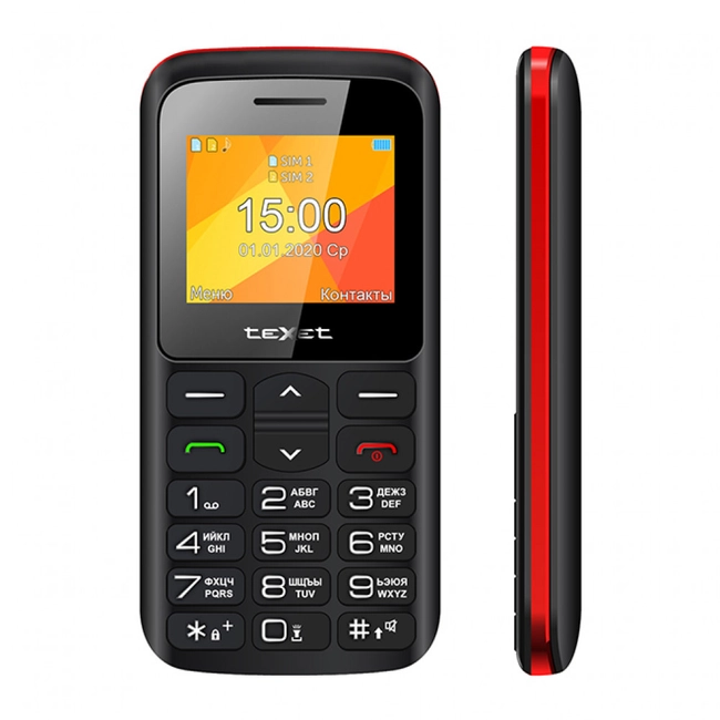 Мобильный телефон TeXet TM-B323 черный-красный TM-B323-BLACK-RED