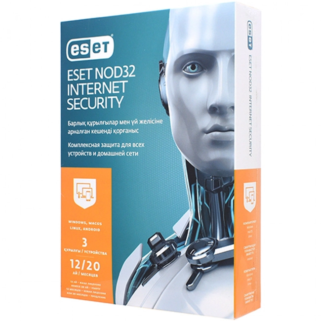 Антивирус Eset NOD32 Internet Security NOD32-EIS-1220(BOХ)-1-3 KZ (Первичная лицензия / Продление лицензии)