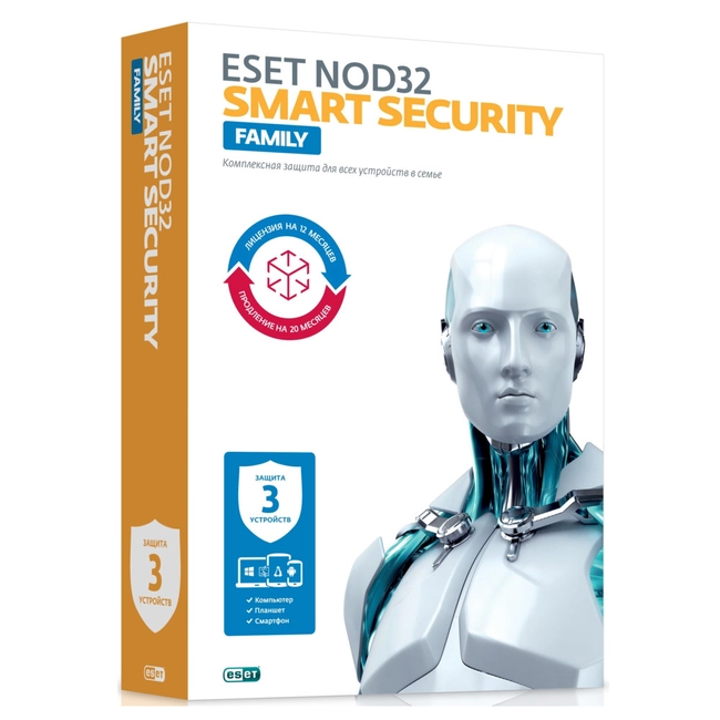Антивирус Eset NOD32 Smart Security Family 1-3 KZ NOD32-ESM-1220(BOX)-1-3 KZ (Первичная лицензия)