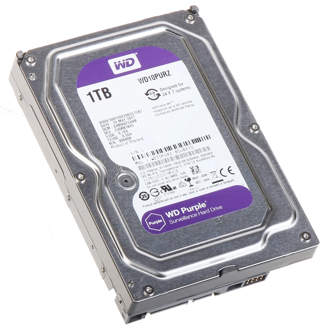 Внутренний жесткий диск Western Digital Purple WD10PURZ (HDD (классические), 1 ТБ, 3.5 дюйма, SATA)