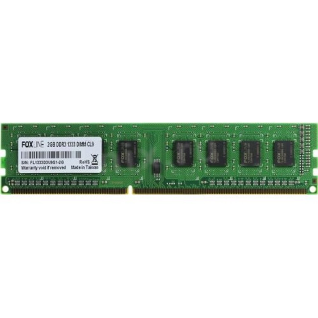 ОЗУ Foxline DIMM 2GB 1333 DDR3 CL9 FL1333D3U9S1-2G (DIMM, DDR3, 2 Гб, 1333 МГц)