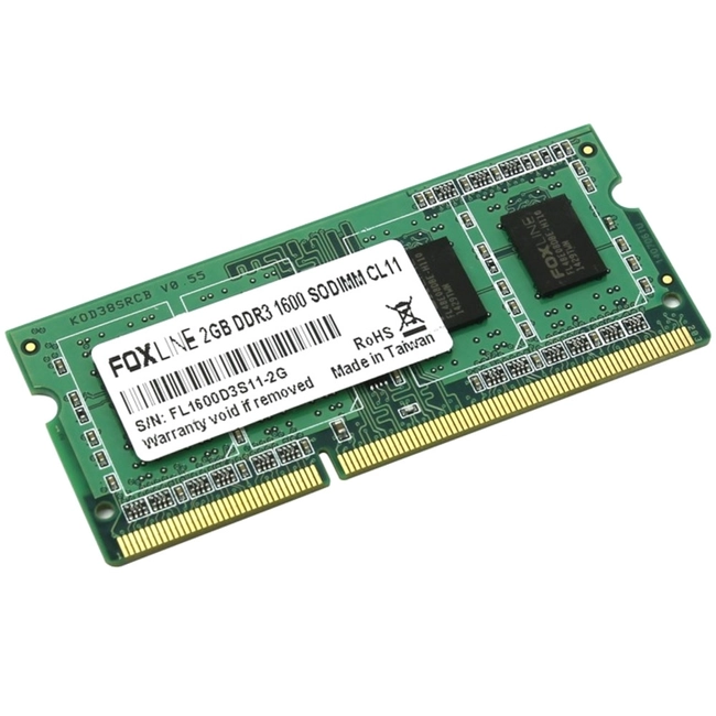 ОЗУ Foxline SODIMM 2GB 1600 DDR3 CL11 FL1600D3S11-2G (SO-DIMM, DDR3, 2 Гб, 1600 МГц)