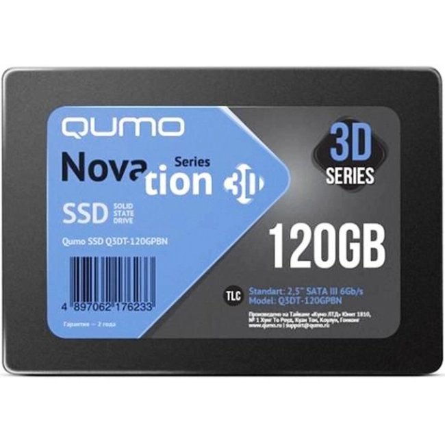 Внутренний жесткий диск Qumo SSD 120GB QM Novation Q3DT-120GPBN OEM (SSD (твердотельные), 120 ГБ, 2.5 дюйма, SATA)