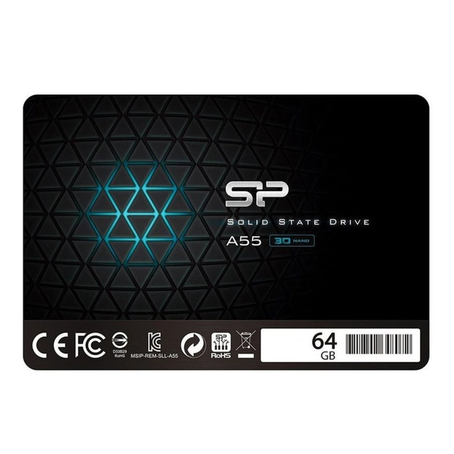 Внутренний жесткий диск Silicon Power Твердотельный диск 64GB SP064GBSS3A55S25 (SSD (твердотельные), 64 ГБ, 2.5 дюйма, SATA)