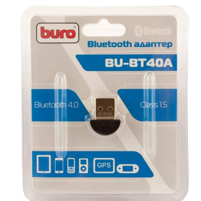 Аксессуар для ПК и Ноутбука Buro Адаптер USB BU-BT40A Bluetooth 4.0+EDR class 1.5 20м черный
