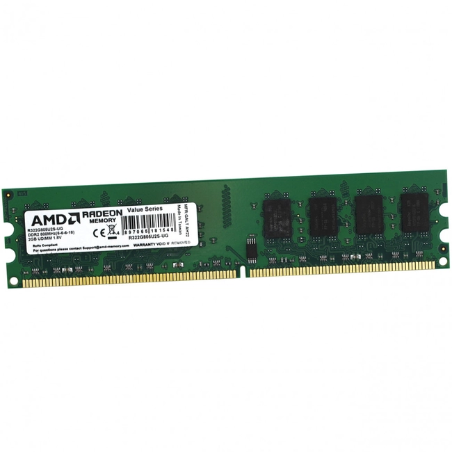 ОЗУ AMD Radeon R3 Value Series Green R322G805U2S-UG (DIMM, DDR2, 2 Гб, 800 МГц)
