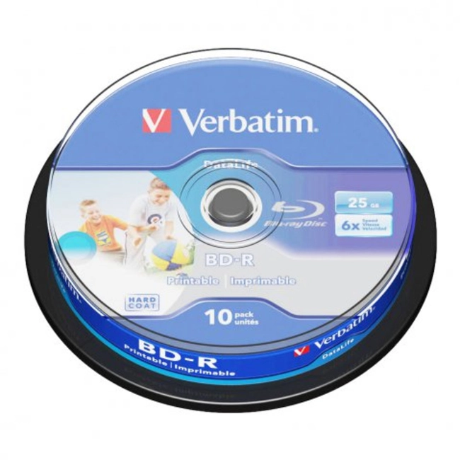 Verbatim Диск BD-R Verbatim 25Gb 6x Cake Box (10шт) Printable 43804