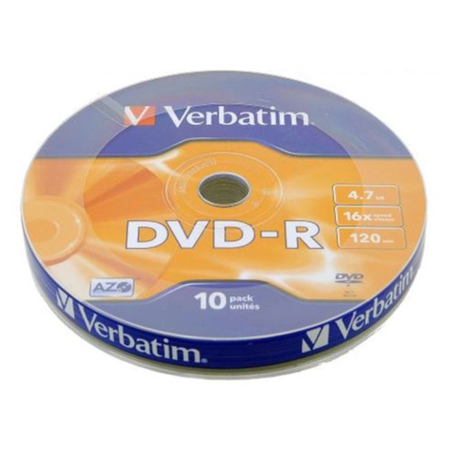 Verbatim Диск DVD-R 4.7Gb 16x bulk (10шт) 43729