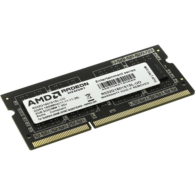 ОЗУ AMD R532G1601S1SL-U (SO-DIMM, DDR3, 2 Гб, 1600 МГц)