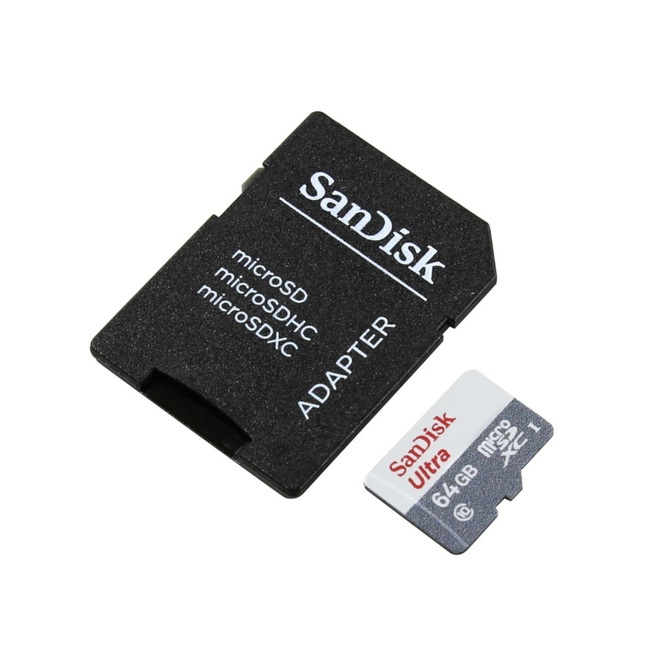 Флеш (Flash) карты SanDisk Ultra Android microSDXC + SD Adapter 64GB 80MB/s Class 10 SDSQUNS-064G-GN3MA