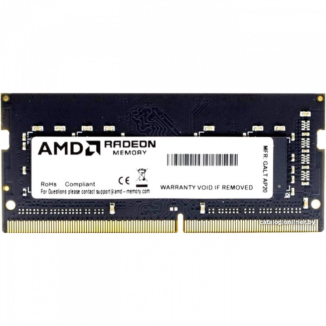 ОЗУ AMD R9 Gamers Series Black Gaming Memory R948G3206S2S-U (SO-DIMM, DDR4, 8 Гб, 3200 МГц)