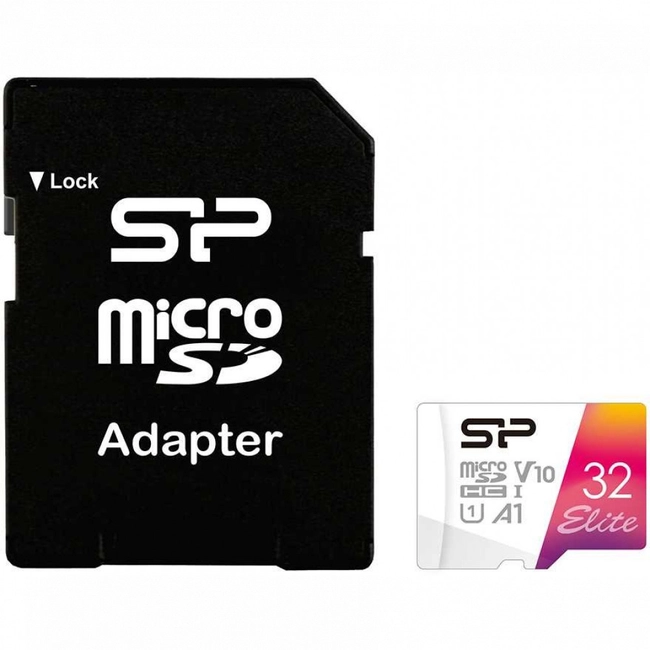 Флеш (Flash) карты Silicon Power microSDHC Class10 Elite + adapter SP032GBSTHBV1V20SP (32 ГБ)