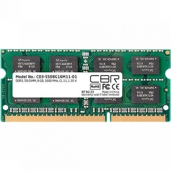 ОЗУ CBR CD3-SS08G16M11-01 (SO-DIMM, DDR3, 8 Гб, 1600 МГц)