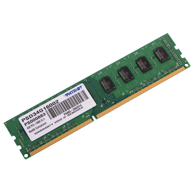 ОЗУ Patriot Signature Line 4GB DDR3 1600MHZ PSD34G16002 (DIMM, DDR3, 4 Гб, 1600 МГц)
