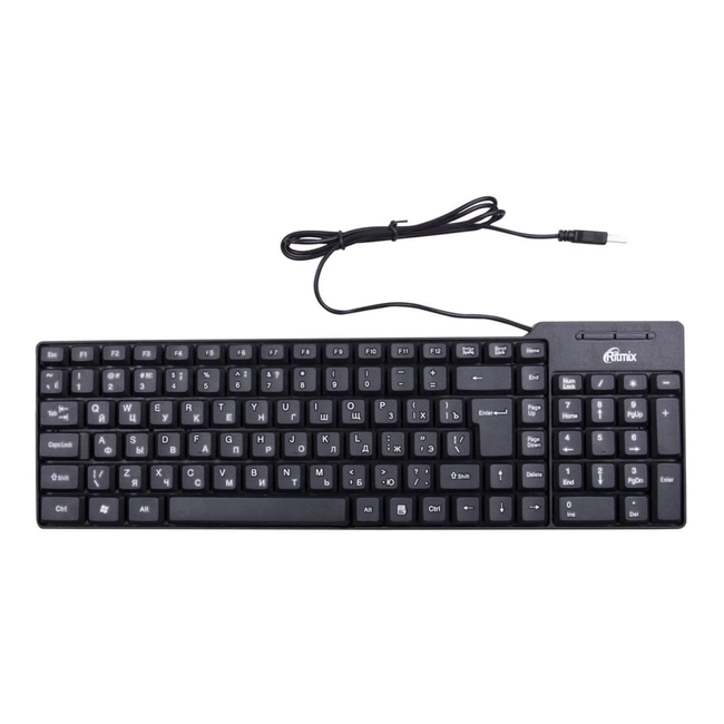 Клавиатура Ritmix RKB-100 Black (EN/RU) 15119370 (Проводная, USB)