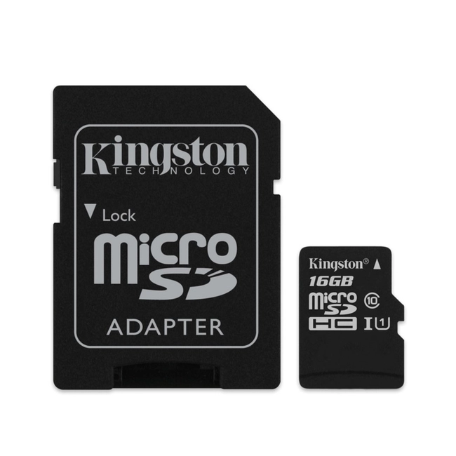 Флеш (Flash) карты Kingston 16GB microSDHC + SD Adapter SDCS/16GB (16 ГБ)
