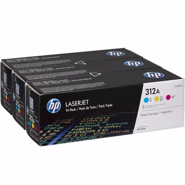 Лазерный картридж HP 312A упаковка 3 шт. голубой/пурпурный/желтый CF440AM