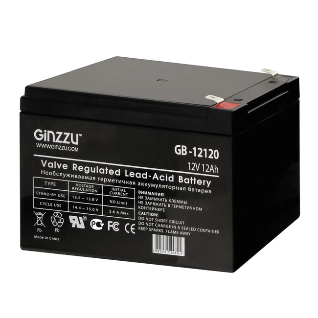Сменные аккумуляторы АКБ для ИБП Ginzzu Аккумуляторная батарея для ИБП Ginzzu GB-12120 (12 В)