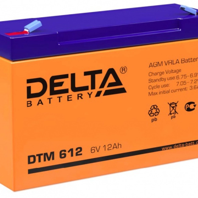 Сменные аккумуляторы АКБ для ИБП Delta Battery DTM 612 (6 В)
