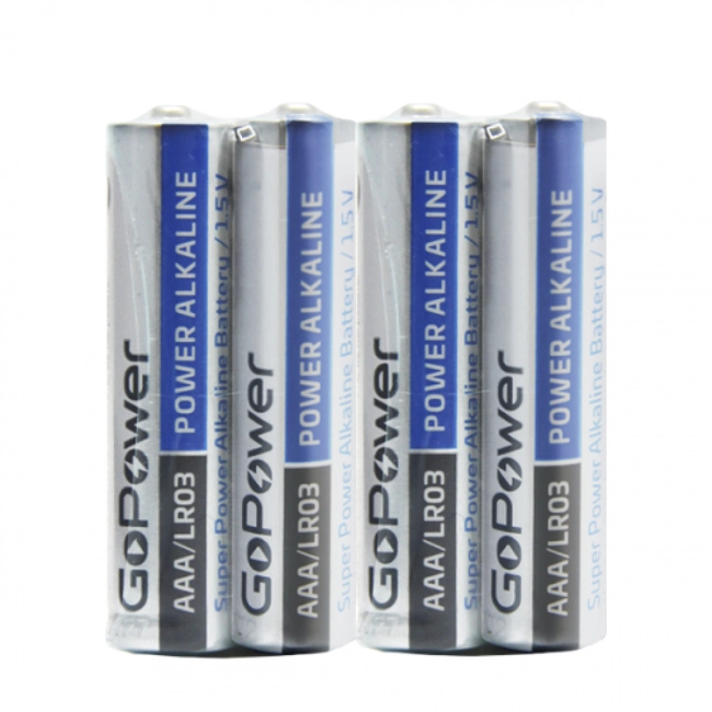 Батарейка GoPower LR03 AAA BOX20 Shrink 4 Alkaline 1.5V 00-00017749