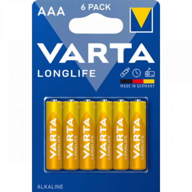 Батарейка VARTA LONGLIFE LR03 AAA BL6 Alkaline 1.5V 04103101416