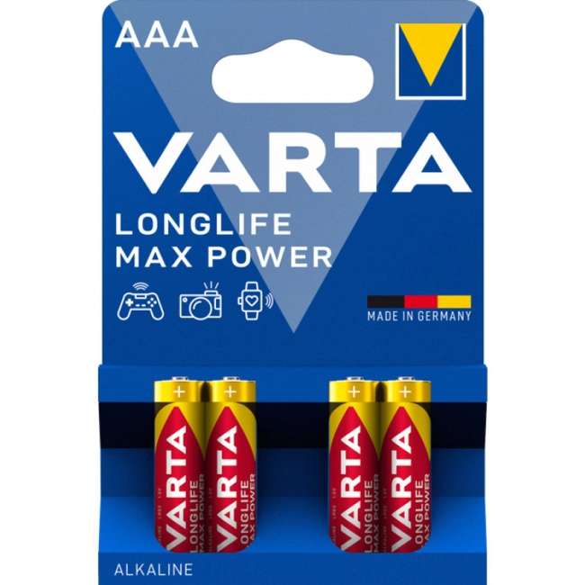 Батарейка VARTA LONGLIFE MAX POWER LR03 AAA BL4 Alkaline 1.5V 4703101404