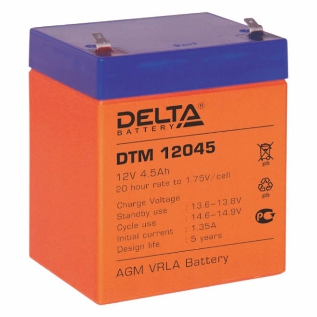 Сменные аккумуляторы АКБ для ИБП Delta Battery DT 12045 12V4.5Ah (12 В)
