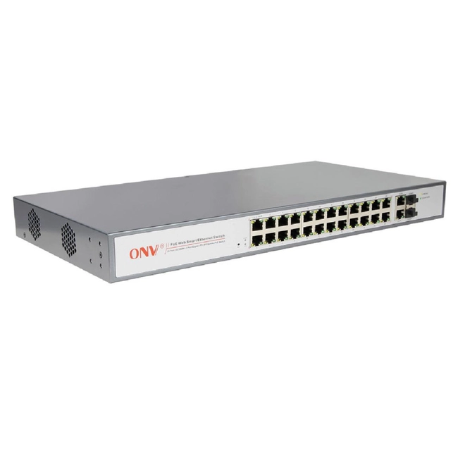 Коммутатор ONV POE31024PFM (100 Base-TX (100 мбит/с), 2 SFP порта)
