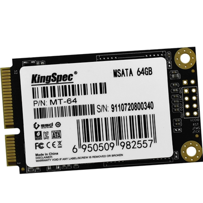 Внутренний жесткий диск KingSpec MT-64 (SSD (твердотельные), 64 ГБ, mSATA, mini-SATA)