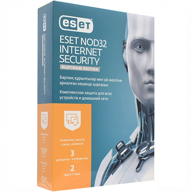 Антивирус Eset NOD32 Internet Security Platinum Edition, подписка на 2 года на 3 устройства NOD32-EIS-1220(BOХ)-2-3 KZ (Первичная лицензия)
