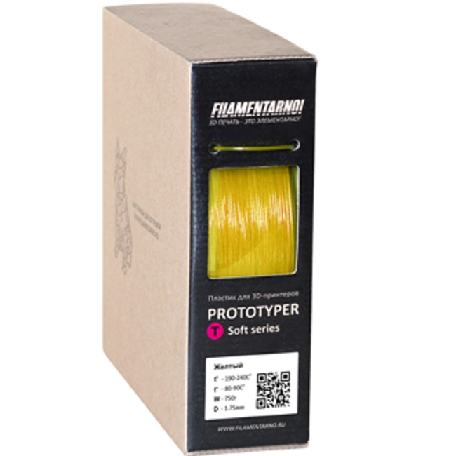 Расходный материалы для 3D-печати Filamentarno! 3D Prototyper T-Soft пластик Filamentarno! желтый/1.75мм/750гр PTS175Ж750