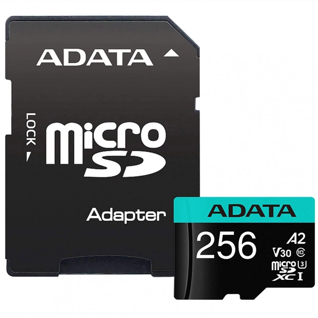 Флеш (Flash) карты ADATA microSDXC Class 10 + adapter SD AUSDX256GUI3V30SA2-RA1 (256 ГБ)