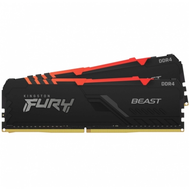 ОЗУ Kingston Fury Beast RGB KF437C19BBAK2/16 (DIMM, DDR4, 16 Гб (2 х 8 Гб), 3733 МГц)