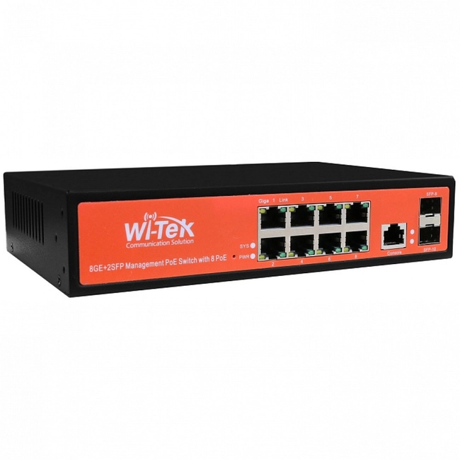 Коммутатор Wi-Tek WI-PMS310GF-24V (1000 Base-TX (1000 мбит/с), 2 SFP порта)