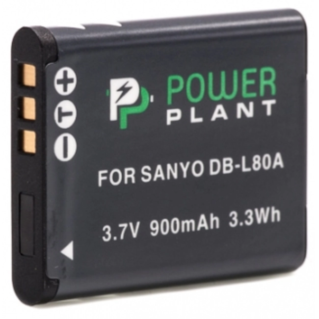 Аксессуар для фото и видео PowerPlant Aккумулятор Sanyo DB-L80, D-Li88 900mAh DV00DV1289