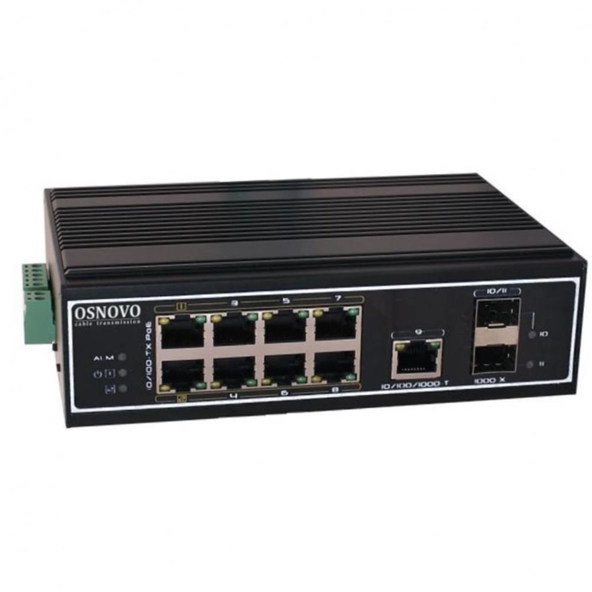 Коммутатор OSNOVO SW-60812/I (100 Base-TX (100 мбит/с), 2 SFP порта)