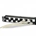 Патч-панель Hyperline 19" 1U с угловыми портами 24 порта RJ-45 кат.5е PP2A-19-24S-8P8C-C5E-110 (24 порта, FTP, Cat. 5e)