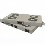 Кондиционеры для серверных шкафов Hyperline Модуль вентиляторный 19" 1U глубиной 290мм с термостатом и 4-я вентиляторами TRFA-WB-MICR-4F-RAL7035