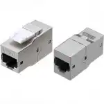 Инструмент для монтажа СКС Hyperline Проходной адаптер (coupler) RJ-45(8P8C) формата Keystone Jack категория 6 4 пары экранированный серебристый CA2-KJ-C6-SH-BK