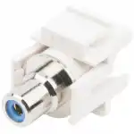 Аксессуар для оптических сетей Hyperline Вставка формата Keystone Jack с проходным адаптером RCA (синий) D type ROHS белая KJ1-RCA/BL-D-WH