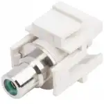 Аксессуар для оптических сетей Hyperline Вставка формата Keystone Jack с проходным адаптером RCA (зеленый) D type ROHS белая KJ1-RCA/GN-D-WH