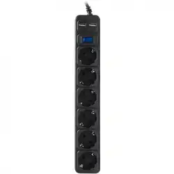 Распределитель питания SVC 6 розеток 3м черный ZC6S-30M-USB