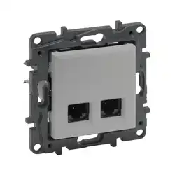 Сетевая розетка Legrand Информационная розетка двойная Niloe Step 2хRJ45 Кат.5e UTP Алюминий 863360