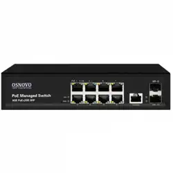 Коммутатор OSNOVO Гигабитный L2 PoE коммутатор на 10 портов SW-80802/L(150W) (1000 Base-TX (1000 мбит/с), 2 SFP порта)