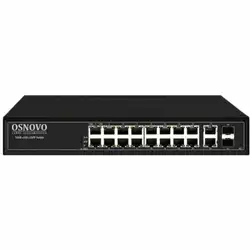 Коммутатор OSNOVO Управляемый L2 PoE SW-8182/L(300W) (1000 Base-TX (1000 мбит/с), 2 SFP порта)