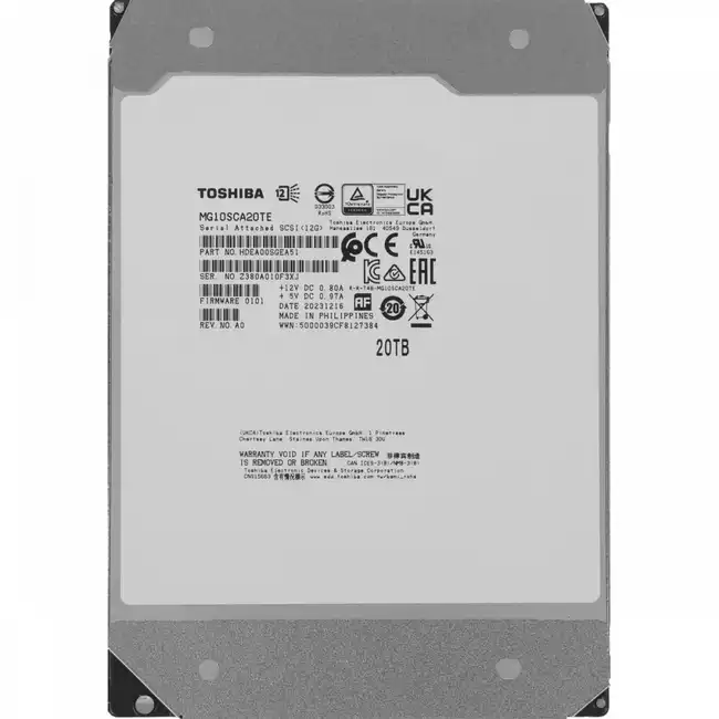 Серверный жесткий диск Toshiba Server 7200 MG10SCA20TE (3,5 LFF, 20 ТБ, SAS)
