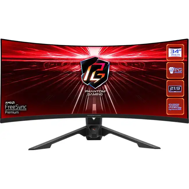 Монитор ASRock Phantom Gaming PG34WQ15R3A (34 ", VA, Ultra-Wide QHD 3440x1440 (21:9), 165 Гц)