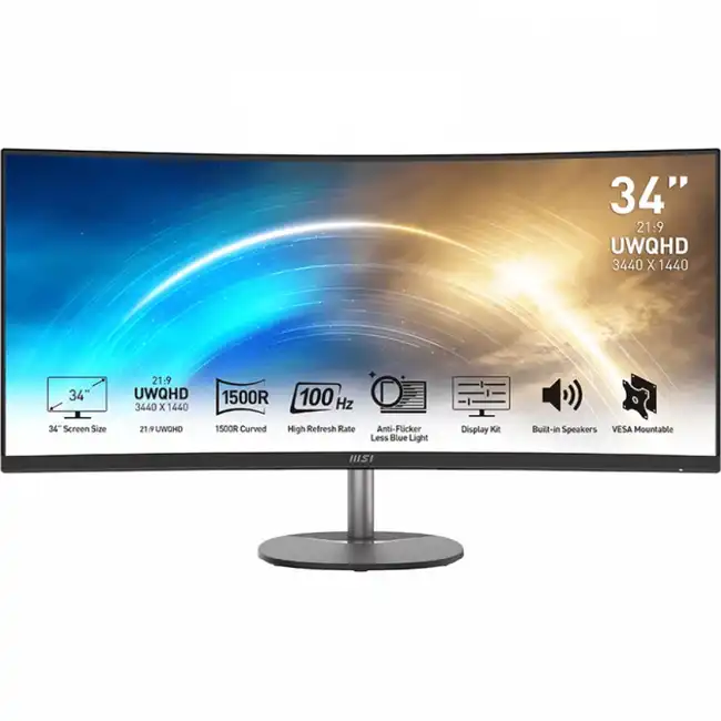 Монитор MSI Pro MP341CQ PRO MP341CQ (34 ", VA, Ultra-Wide QHD+ 3840x1440 (21:9), 100 Гц)